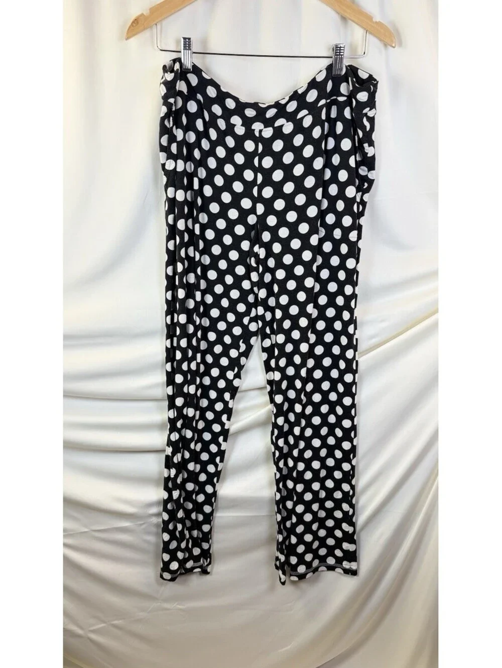 Soma Pajama Pants Womens Medium Black Polka Dot Rayon Blend Lounge Pockets